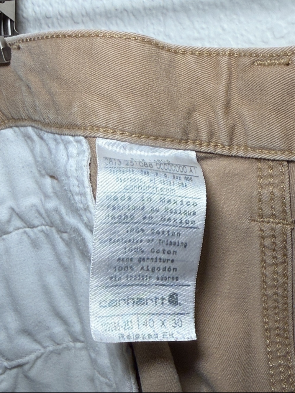 Carhartt Men's Khaki Work Chinos - Tan 40x30 - Picture 6 of 7